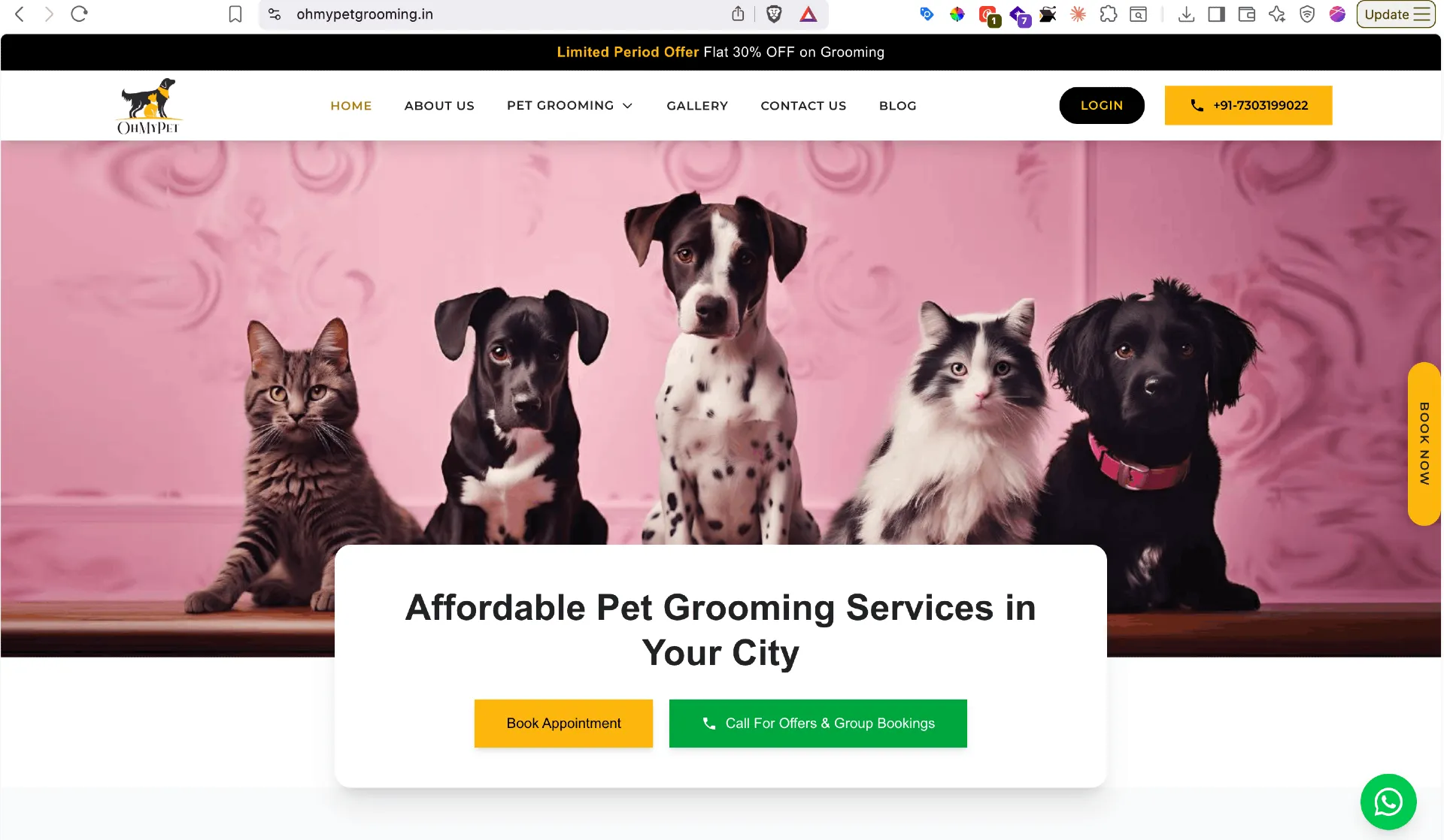 OhMyPet website homepage — custom Next.js build by The Tous